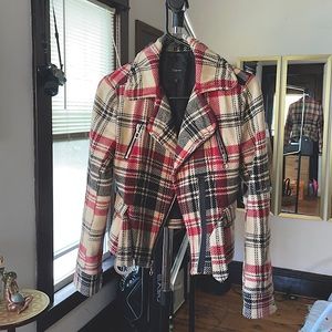 Express Women’s Wool Blend Plaid Moto Jacket